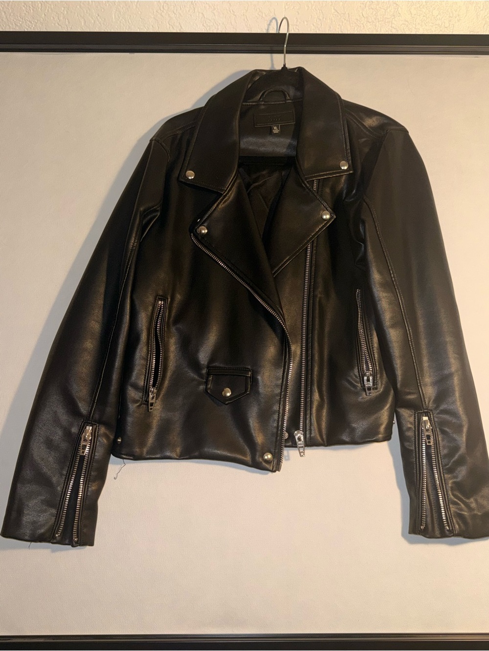 Women's Black Faux Leather Moto Jacket